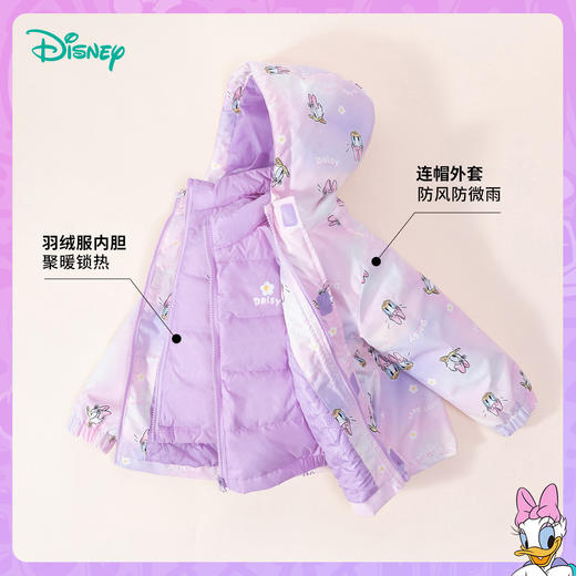 【一衣三穿】迪士尼秋冬女童羽绒内胆夹棉外套防风保暖冲锋衣两件套卡通234S1837
 商品图7