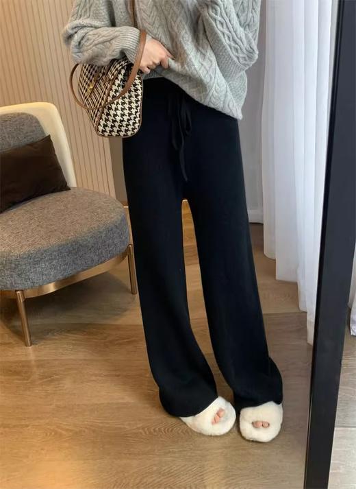 <曾小咸推荐>  高克重加绒加厚保暖阔腿针织裤休闲裤 商品图2