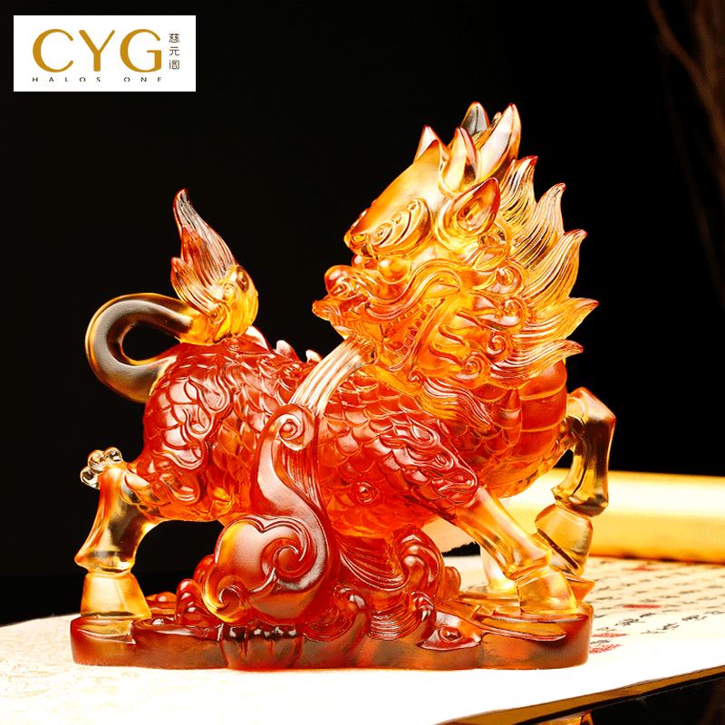 慈元阁2024方位吉祥物福禄双隆麒麟摆件家居客厅装饰办公室公司高端摆设
