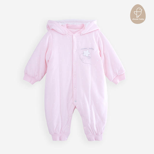 【秋冬保暖棉衣连体衣】卓儿宝宝薄棉保暖纯棉棉衣连帽家居服婴儿连体哈衣适合3个月-2岁 商品图1
