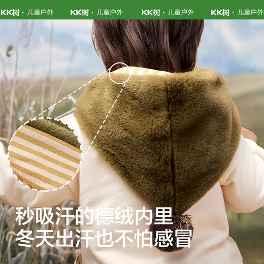 KK树精灵帽宝宝帽子秋冬婴儿围巾一体男孩女童保暖防风A类抗静电绒绒派对精灵帽 商品图3