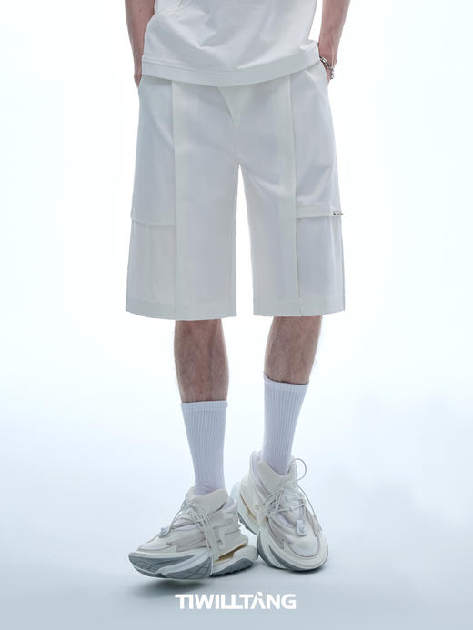 TIWILLTANG 启世录“叠塬”弧形门襟休闲裤夏季宽松直筒裤男潮流 商品图2