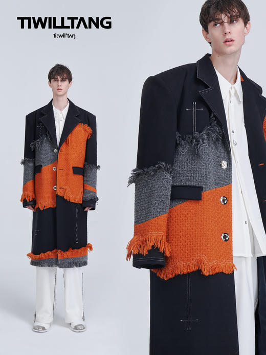 TIWILLTANG启世录"酡颜"拉毛宽肩呢大衣 商品图0