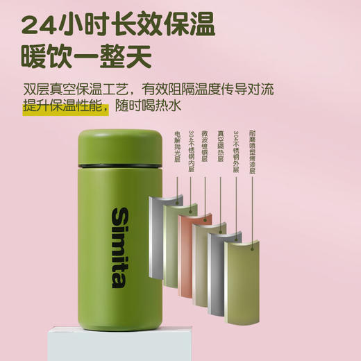 施密特风扬男女士不锈钢水杯真空保温杯商务办公车载带茶隔便携泡茶杯 MBW1007-032A 商品图5