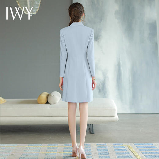 IWY/高级时尚蓝色职业西服裙女播音艺考主持上镜装气质连衣裙医美Q1019 商品图3