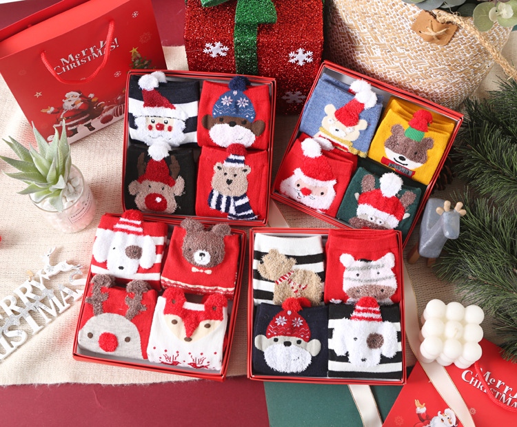 大红袜子立体卡通圣诞袜子