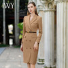 IWY/时尚卡其色连衣裙女高级感西装裙子修身显瘦美容院职业工作服Q1026-C 商品缩略图0