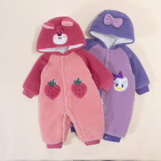 迪士尼童装婴幼儿童羊羔绒夹棉连体衣冬季保暖可爱宝宝哈衣爬服233L953
 商品图6