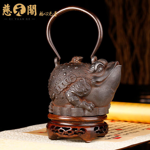 慈元阁2024年方为吉祥物新年礼物富缠八方铁壶摆件家居客厅玄关摆设 商品图0