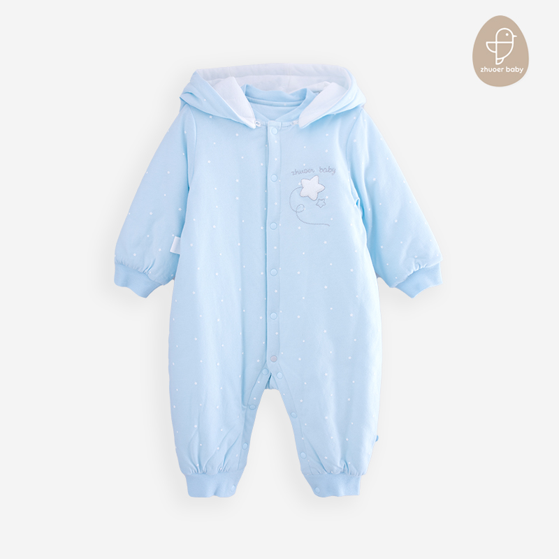 【秋冬保暖棉衣连体衣】卓儿宝宝薄棉保暖纯棉棉衣连帽家居服婴儿连体哈衣适合3个月-2岁