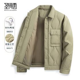 圣得西男士翻领工装羽绒夹克冬季新款宽松轻薄户外山系外套2362941723