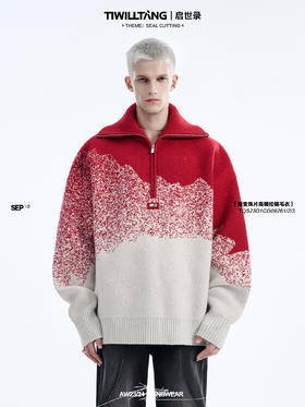 TIWILLTANG启世录“菱煜尘埃”高密度针织渐变半开拉链高领毛衣