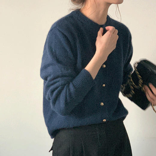 秋冬【浣熊绒针织开衫】韩版宽松 百搭纯色 圆领毛衣 外套上衣女 商品图3