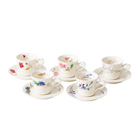 【清仓特惠5折，仅2套】进口花集咖啡杯碟日式宫廷风下午茶杯子少女牛奶杯五件套礼盒