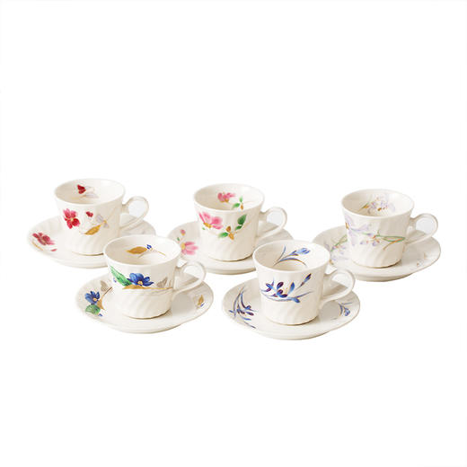 【清仓特惠5折，仅2套】进口花集咖啡杯碟日式宫廷风下午茶杯子少女牛奶杯五件套礼盒 商品图0