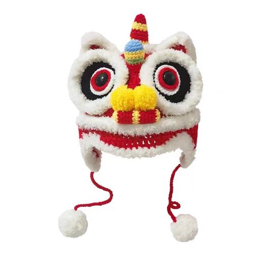 【中国风手工编织！亲子虎头帽】亲子幼儿宝宝周岁可爱秋冬保暖冬季毛线帽舞狮醒狮帽 商品图4