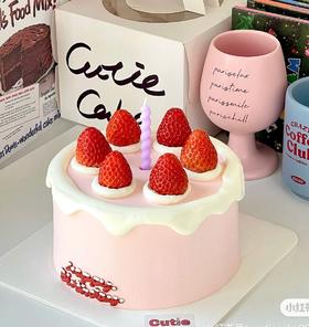 【优品系列】---ins风【淋面草莓】水果女士生日蛋。糕蜡烛颜色随机