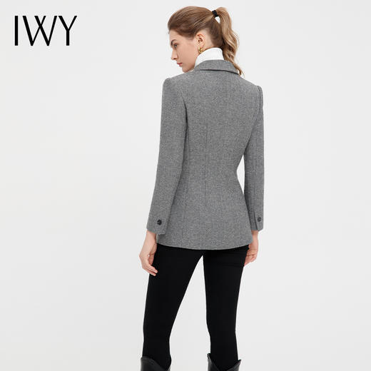 IWY/ 时尚休闲灰色西装外套女秋冬加厚羊毛西服韩版修身上衣气质C13401 商品图3