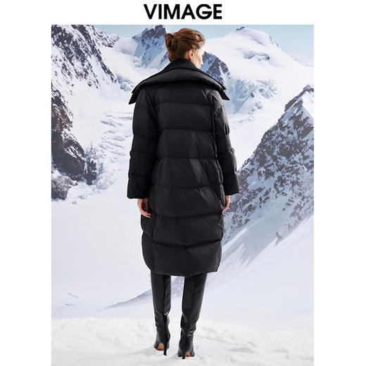 VIMAGE纬漫纪加厚保暖立领简约茧型显瘦 中长款百搭羽绒服冬新款VD2311205 商品图13
