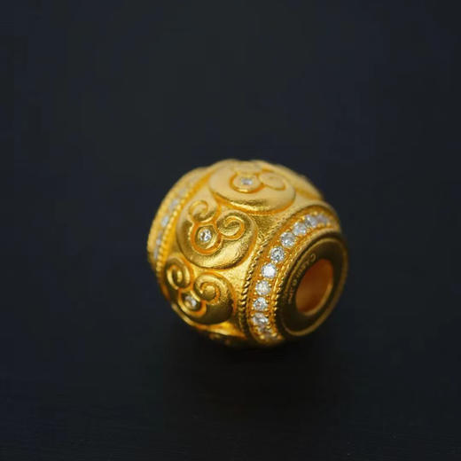 古法黄金点钻系列 足金镶钻路路通吊坠 商品图0