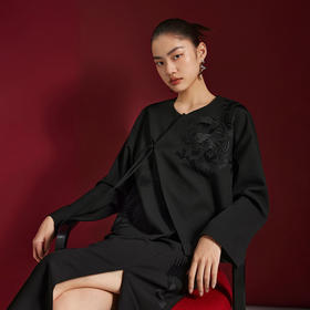 【DX】新款生肖龙纹刺绣叠门襟 系带短款外套