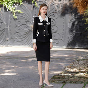 IWY/秋冬粗花呢西装外套气质名媛小香风西装套裙加厚毛呢正装CS1887