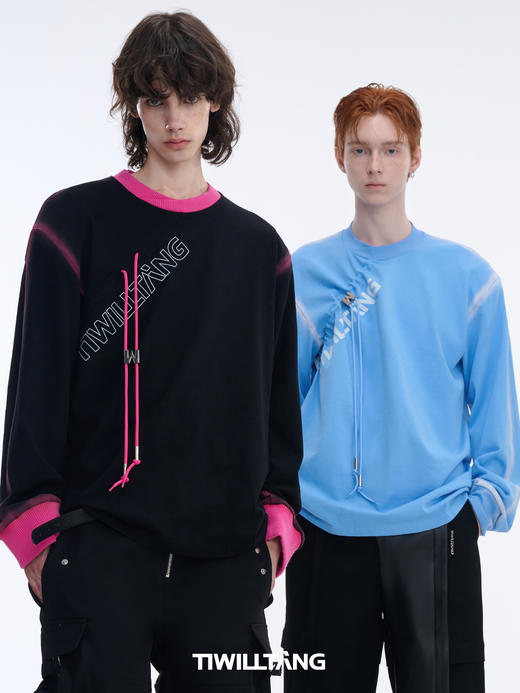 TIWILLTANG启世录“漠河约旦”立体解构渐变喷色抽绳长袖逆龄卫衣 商品图1