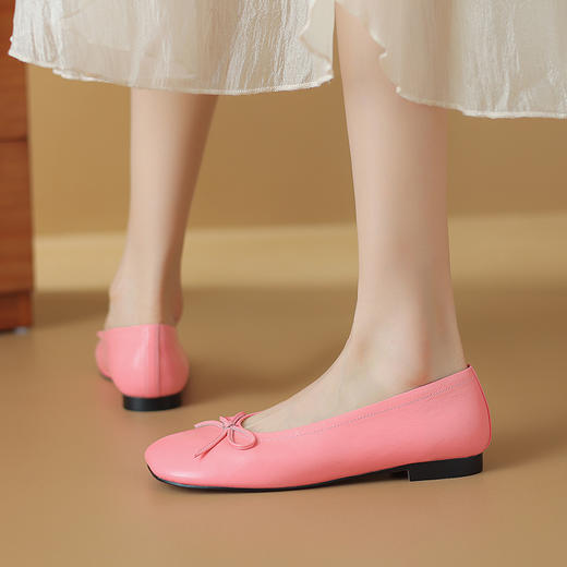 清新简约，浅口真皮苹果头头层皮平底鞋ZF-24-017 商品图8