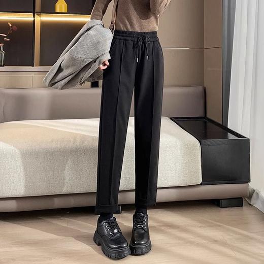【遮肉显瘦！加绒加厚直筒裤】秋冬季加绒毛呢烟管直筒裤宽松显瘦百搭好穿小个子休闲高腰加厚西装裤 商品图1