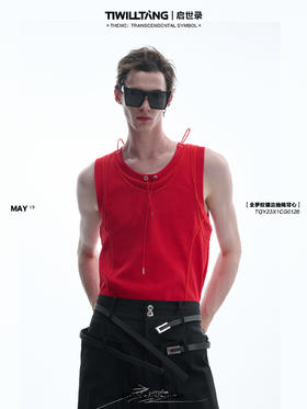 TIWILLTANG 启世录“锲合”罗纹抽绳背心修身显身材无袖工字上衣