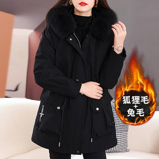 派克服爆款年轻款小个子兔毛内胆可拆卸狐狸毛领外套KQ-254188 商品图3