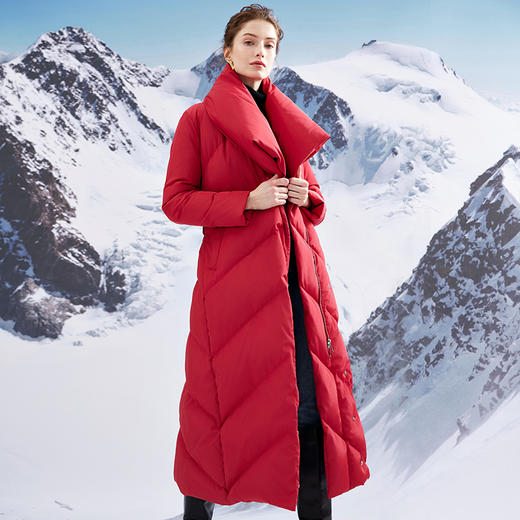 EITIE爱特爱时尚围脖式立领收腰修身长款加厚黑色羽绒服冬新款D2311207 商品图8