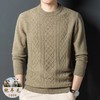 纯羊毛毛衣男士秋冬季新款圆领提花加厚保暖百搭打底羊毛衫男 商品缩略图2