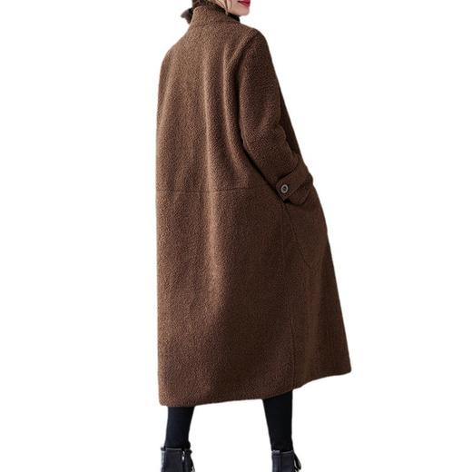 SJ9110 2023冬季新款复古文艺仿羊羔毛皮毛一体中长款颗粒绒加厚大衣外套 商品图4