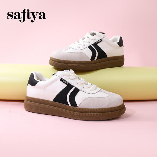 Safiya/索菲娅2024春新款潮流拼色百搭休闲复古绒面软底德训鞋 SF41112039 商品图3
