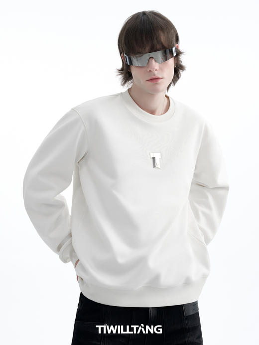 TIWILLTANG启世录“光屿边迹”重密加绒定制金属T打底保暖卫衣冬 商品图2