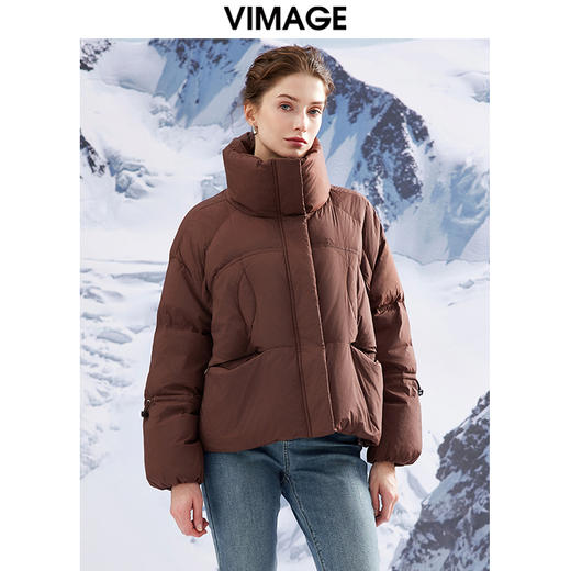 VIMAGE纬漫纪VIMAGE纬漫纪加厚保暖立领简约茧型显瘦 中长款百搭羽绒服冬新款VD2311203 商品图2