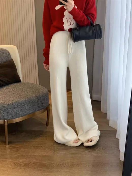 <曾小咸推荐>  高克重加绒加厚保暖阔腿针织裤休闲裤 商品图5