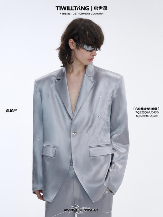 TIWILLTANG启世录“银翼永狱”高奢定制缎面穴位点钻线迹西服套装 商品图0