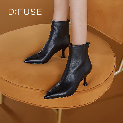 DFuse迪芙斯冬季新款羊皮尖头细高跟短靴时装靴DF34116109 商品图9