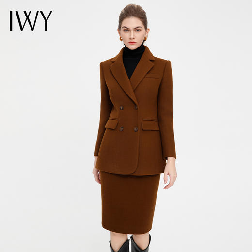 IWY/优雅复古秋冬加厚毛呢西装套裙秋冬长袖修身职业装两件套CS13402 商品图1