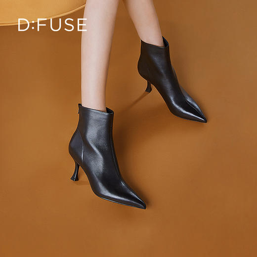 DFuse迪芙斯冬季新款羊皮尖头细高跟短靴时装靴DF34116109 商品图0