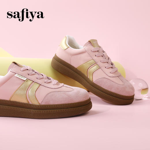Safiya/索菲娅2024春新款潮流拼色百搭休闲复古绒面软底德训鞋 SF41112039 商品图2