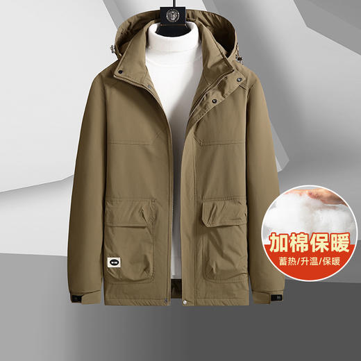 【圈】可拆卸帽【新款DK】大依优型大码多色加棉工装棉服加肥加大外套胖子大号外套上衣男士保暖 商品图6