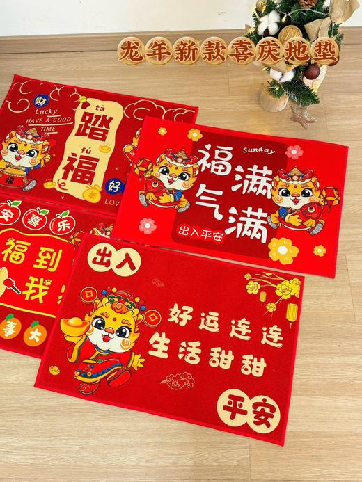 🌈【龙年地垫】祥瑞降临🐉一脚好运！新年开运好物✨价格很狂闭眼冲❗ ✅水晶绒面料脚感舒适 吸水吸油 ✅背底点塑防滑底 耐磨不易移动 不伤地磅 ✅机织锁边 经久耐用 不卡门缝适用于各种门 商品图8