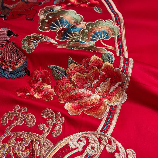 自然醒中式婚庆四件套全棉纯棉床单被套结婚床上用品新婚大红婚嫁40支GDS 商品图13