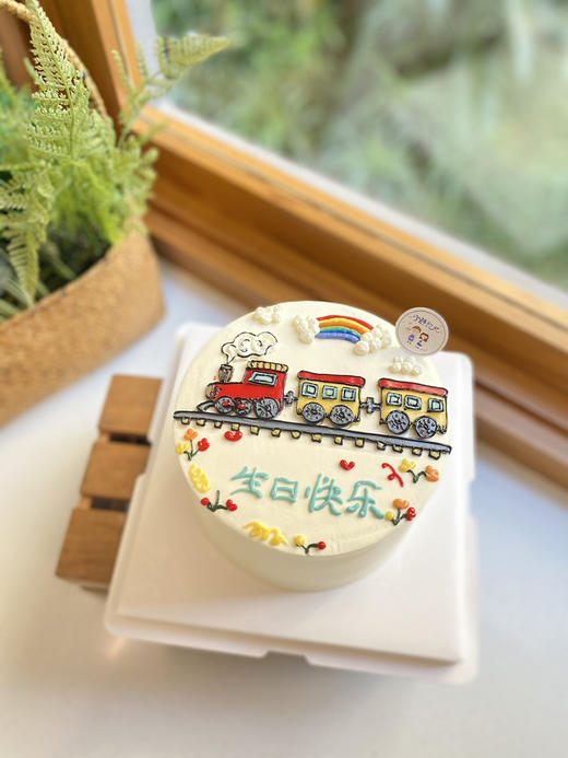 手绘小火车奶油蛋糕 下单前请仔细阅读商品详情 商品图0