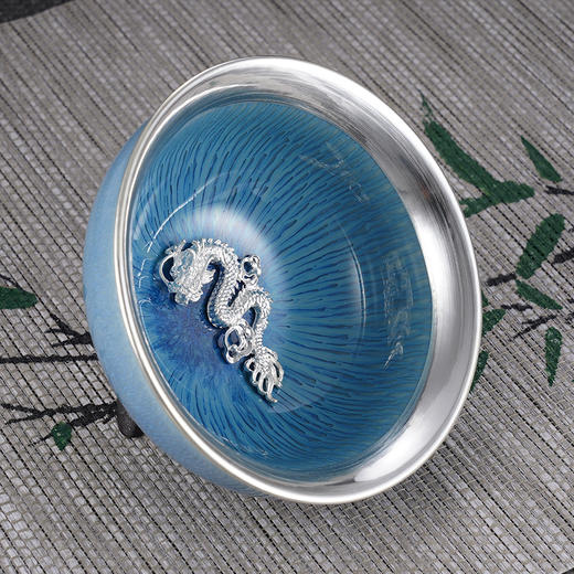 子佩集S990银蓝釉茶具【JLCB003】龙腾茶杯摆件2312 商品图3
