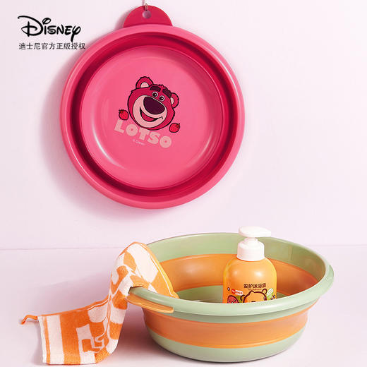 【家用可折叠！宝宝专属脸盆】Disney迪士尼可爱草莓熊加厚折叠盆，可悬挂洗脸盆，家用塑料洗衣，宝宝洗PP盆！ 商品图3