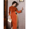 加厚橙色高端年轻款，高级感长袖日常旗袍LSB-2390 商品缩略图3